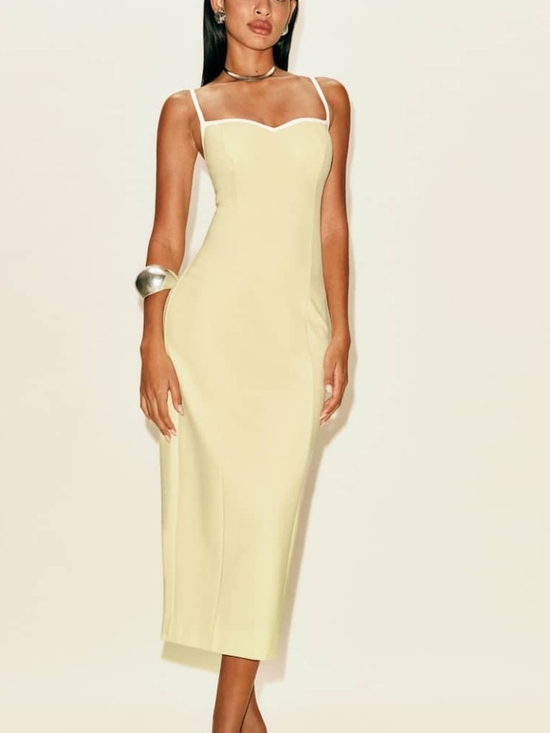 Reformation Dresses & Skirts - ✨SOLD✨ NWT Reformation Remi Spaghetti Knit Strap Midi Dress In Light Yellow - S